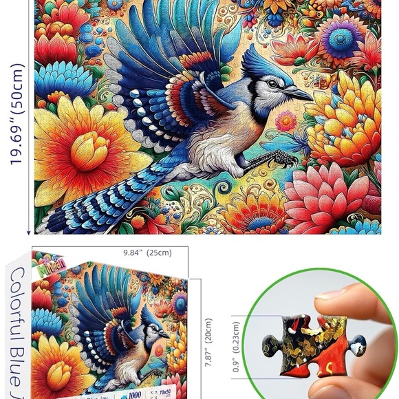 Blue Jay Bird Puzzle 1000 pieces - Picture 3 of 3